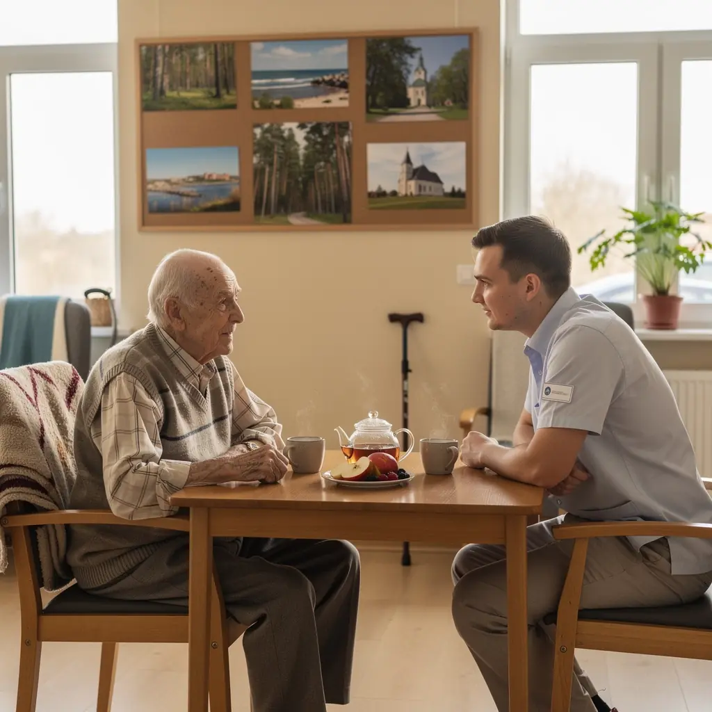 Senioru aprūpes mājas komforts nodrošina drošu un mierīgu vidi.